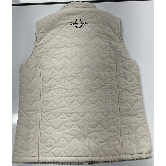 Cowgirl Up Reversible Women's  Size L Vest Full Zip Pockets Ivory and Brown - Picture 3 of 10